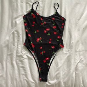 Cherry-Print Bodysuit, Size xs